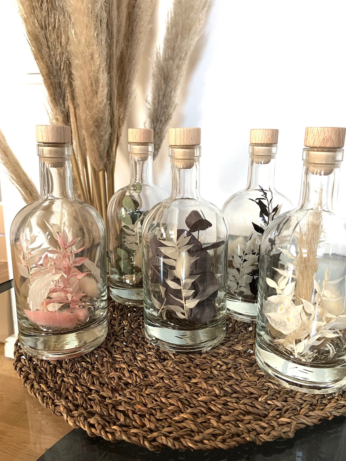 Flower Bottle Dried Flowers in Bottle Candlestick Dried Etsy