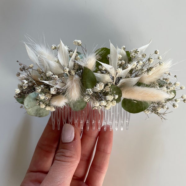 Dried flowers wedding boho bracelet wedding band hair comb bridal headband