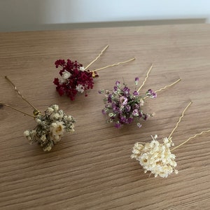 Hairpin hairpins dried flowers eucalyptus gypsophila colorful purple wedding boho bracelet wedding band bridal headband