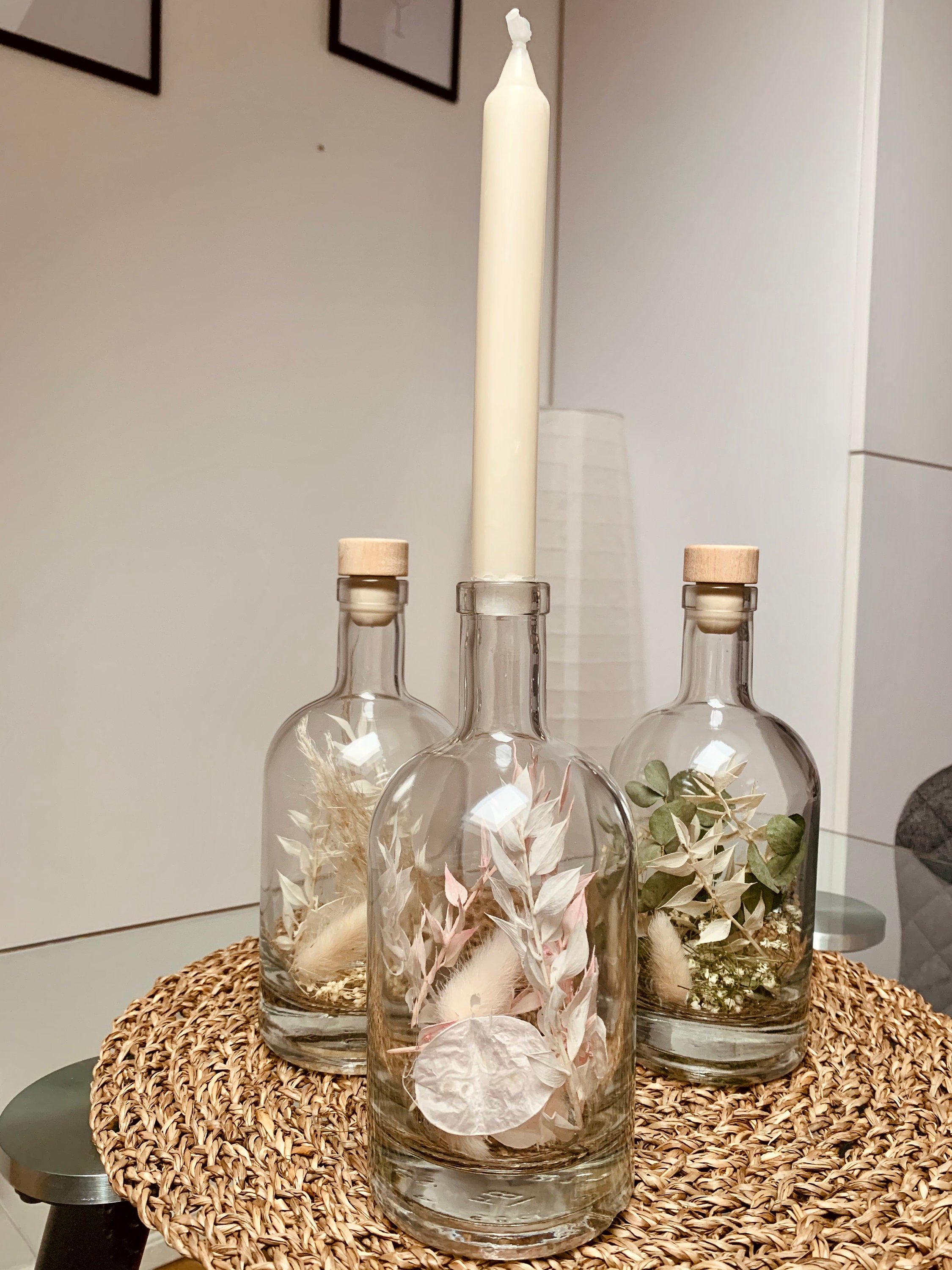 Flower Bottle Dried Flowers in Bottle Candlestick Dried Etsy