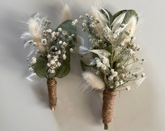 Fiori secchi matrimonio boho boutonniere spilla sposo