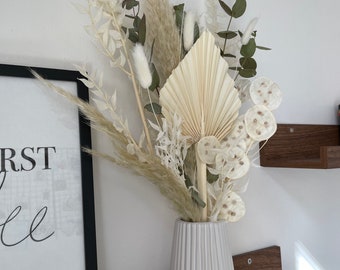Trockenblumenstrauß groß ohne Vase DIY Trockenblumen Box Letter Box Eukalyptus Boho Scandi - Green & White