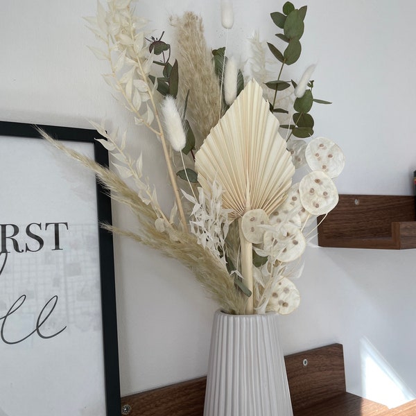 Trockenblumenstrauß groß ohne Vase DIY Trockenblumen Box Letter Box Eukalyptus Boho Scandi - Green & White