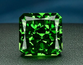 Radiant Ice Cut High Carbon Diamond Loose Stone,Square Chamfer Green Cubic Zirconia,Faceted Pointed Bottom Gemstone