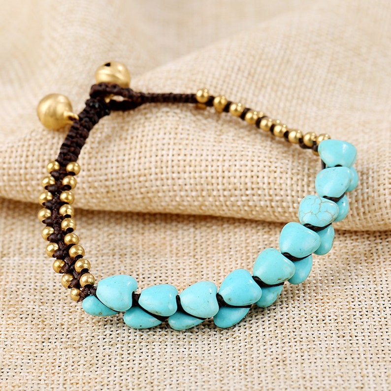 Ethnic Style Handmade DIY Wax Rope Turquoise bracelet Jewelry for Women