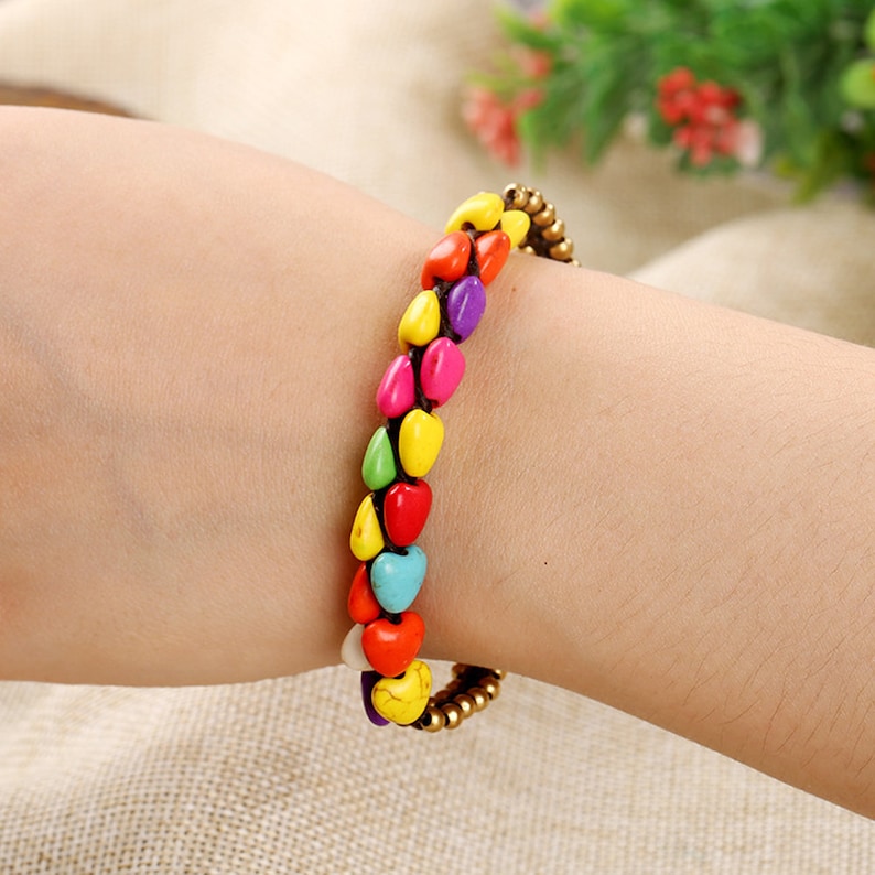 Ethnic Style Handmade DIY Wax Rope Turquoise bracelet Jewelry for Women