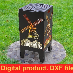 Mill Fire Pit grill DXF files for plasma, laser, CNC, Fire Pit. Mangal, Grill, Barbecue, Firepit bbq. Collapsible Fire Pit, DIY