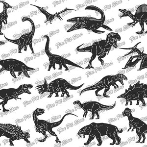 Bundle Dinosaurs. Vector art file. Digital files dxf, svg, png, ai, eps, cdr for plasma, laser, waterjet, CNC, as well as for printing.
