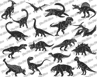 Bundle Dinosaurs. Vector art file. Digital files dxf, svg, png, ai, eps, cdr for plasma, laser, waterjet, CNC, as well as for printing.