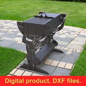 ファイヤーピット アトラント、プラズマ、レーザー、CNC、ファイヤーピット用のグリル DXF ファイル。マンガル、グリル、バーベキュー、ファイヤーピット バーベキュー。キャンプ用に折りたたみ可能、DIY