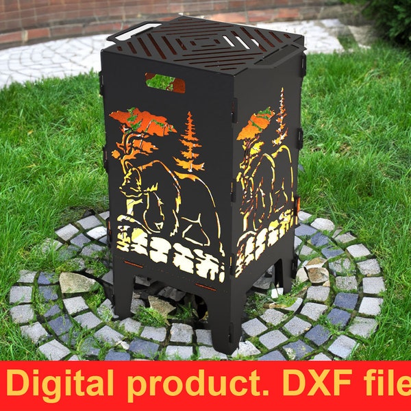 Bear Fire Pit grill DXF files for plasma, laser, CNC, Fire Pit. Mangal, Grill, Barbecue, Firepit bbq. Collapsible Fire Pit, DIY