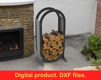 Firewood Rack V6 Ellipse h-43'', DXF files for plasma, laser cutting, CNC. Portable fire log rack, Collapsible firewood holder. DIY