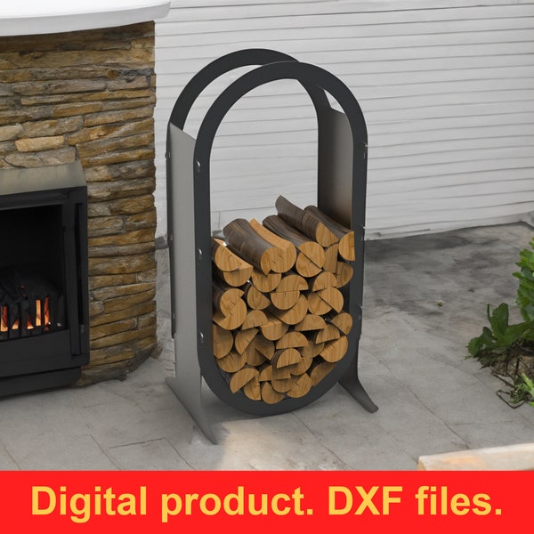 Firewood Rack V6 Ellipse h-43'', DXF files for plasma, laser cutting, CNC. Portable fire log rack, Collapsible firewood holder. DIY