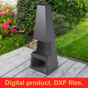 Fire Pit V2 h-59&quot; Garden Fireplace Collapsible DXF files for plasma, laser, waterjet or for CNC. Fire Pit Pyramid Patio Heater. Fire Pit DIY