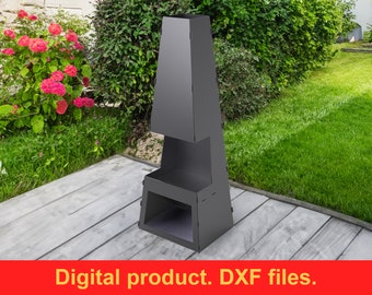 Fire Pit V2 h-59" Garden Fireplace Collapsible DXF files for plasma, laser, waterjet or for CNC. Fire Pit Pyramid Patio Heater. Fire Pit DIY