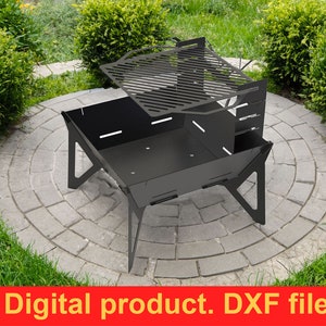 Fire Pit 32&#39;&#39; V3, grill DXF files for plasma, laser, CNC, Fire Pit. Mangal, Grill, Barbecue, Firepit bbq. Collapsible For Camping, DIY