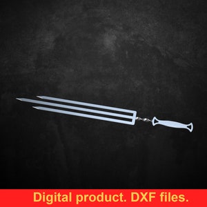 Skewers trident Dirk, DXF files for plasma, laser, CNC. Kebab skewers for Mangal, Grill, Barbecue, Fire pit, bbq. DIY