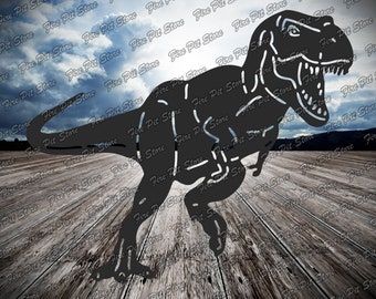 Tyrannosaure rex V2. Fichier d'art vectoriel. Fichiers numériques dxf, svg, png, ai, eps, cdr pour plasma, laser, jet d'eau, CNC, ainsi que pour l'impression.