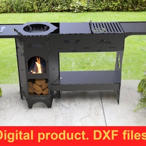 Stove for Cauldron V6 DXF files for plasma, laser or  CNC. Camp Furnace for the Cauldron. Portable Fire Wood Stove Bowler. Campfire. DIY.