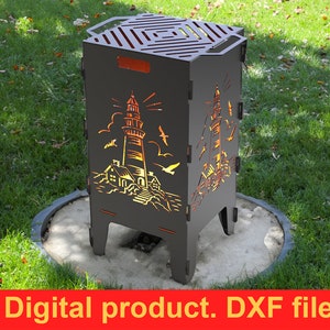Lighthouse Fire Pit grill DXF files for plasma, laser, CNC, Fire Pit. Grill, Barbecue, Firepit bbq. Collapsible Fire Pit. Beacon. DIY