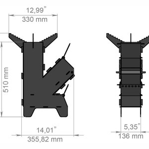 Poele Réchaud Fusée dans les formats DXF et SVG. Portable Pliable Léger De Randonnée Mini poêle à Bois léger à spiritueux pour Camping image 9