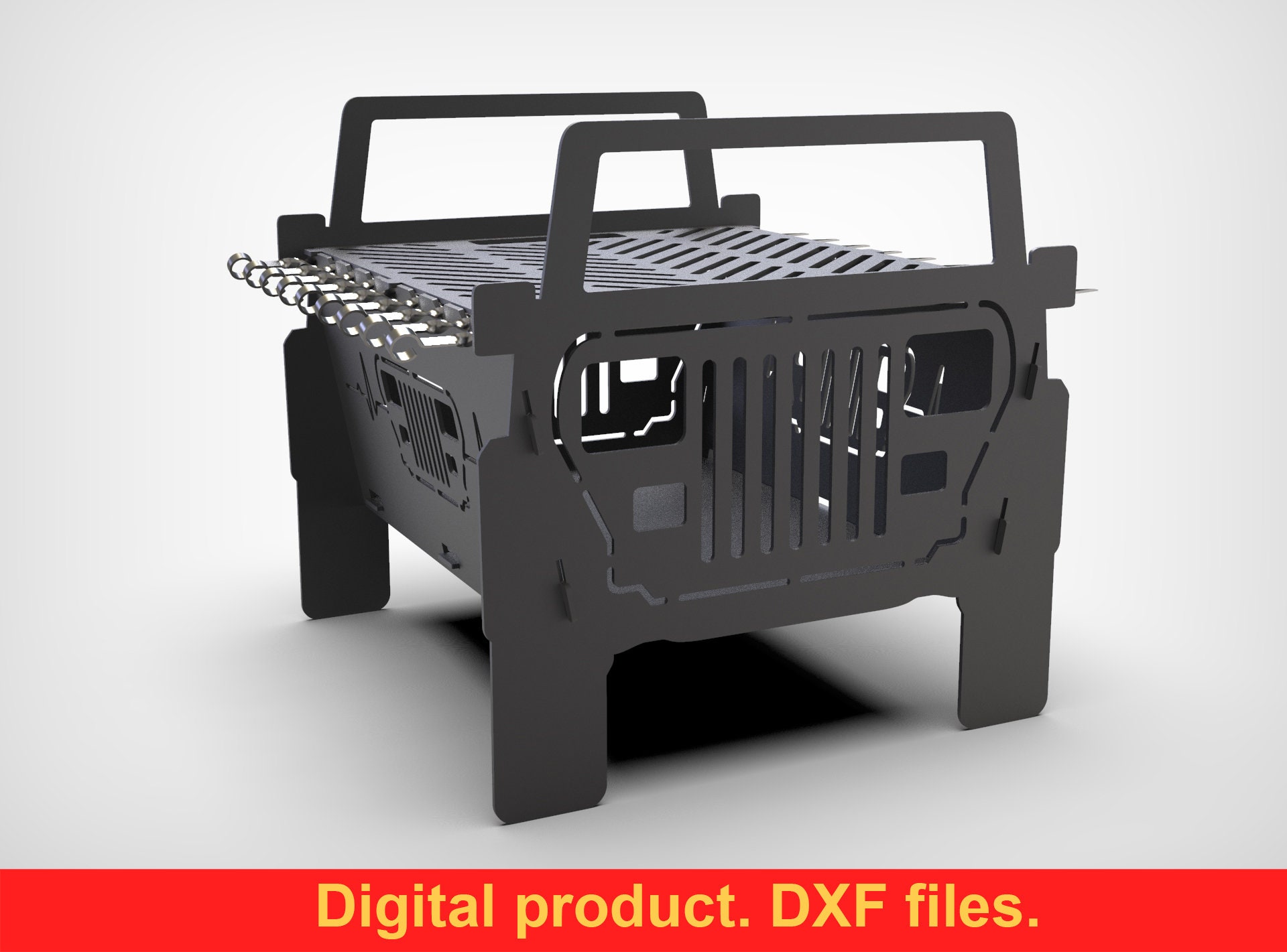 Fire Pit Jeep V2 Big 20''x20'' DXF files for Etsy