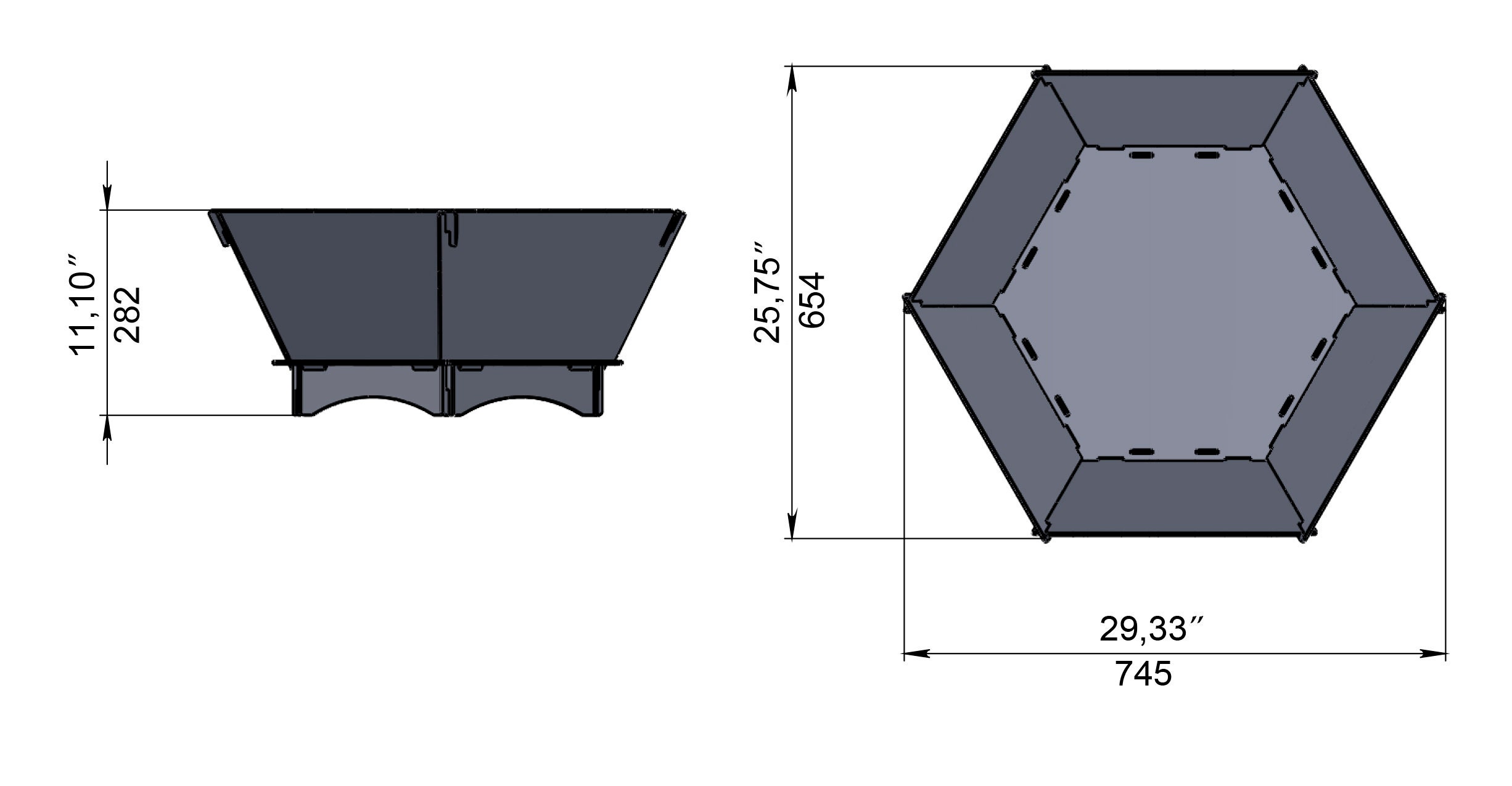 Hexagon Fire Pit V2 DXF Files for Plasma Laser Cutting CNC. Etsy Canada