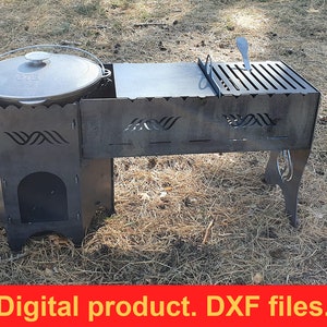 Stove for Cauldron V3 DXF files for plasma, laser or  CNC. Camp Furnace for the Cauldron. Portable Fire Wood Stove Bowler. Campfire. DIY.