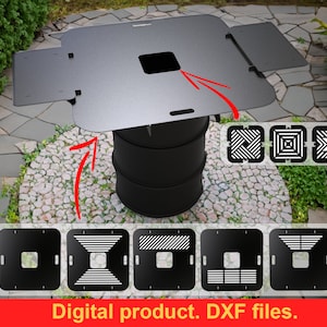 Square Fire Plate 100 cm for Fire Barrel and Kettle Barbecue Grill Plate Plancha bbq, DXF files for plasma, laser cutting, CNC. DIY