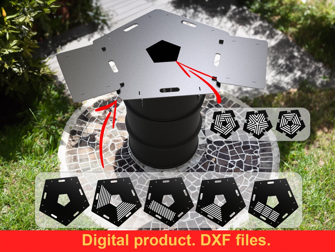 Pentagon Fire Plate 80 Cm for Fire Barrel and Kettle Barbecue Grill Plate Plancha Bbq, DXF Files
