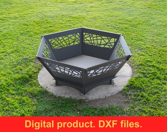 Hexagon Fire Pit V1 DXF files for plasma, laser cutting, CNC. Fire Pit Portable for Garden, Collapsible Fire Pit For Camping, DIY Firepit.