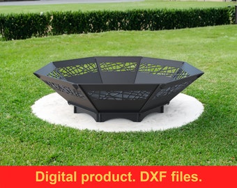 Octagon Fire Pit V1 DXF-bestanden voor plasma, lasersnijden, CNC. Vuurplaats draagbaar voor tuin, opvouwbare vuurplaats voor kamperen, doe-het-zelf vuurplaats