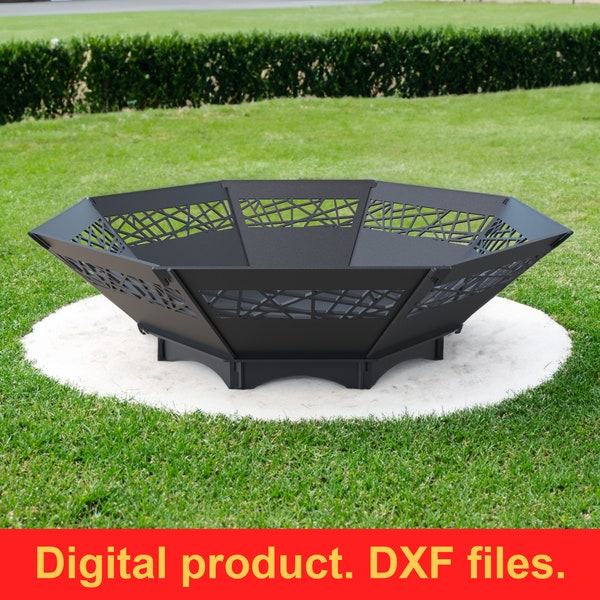 Octagon Fire Pit V1 DXF files for plasma, laser cutting, CNC. Fire Pit Portable for Garden, Collapsible Fire Pit For Camping, DIY Firepit