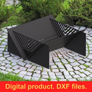Fire Pit Quadro Line 39&quot; DXF files for plasma, laser cutting, CNC. Fire Pit for Garden, Collapsible Fire Pit For Camping, DIY Firepit.