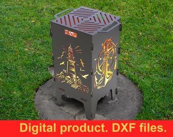 Leuchtturm und Anker Feuer Grube Grill DXF-Dateien für Laser, Laser, Laser und Laser. Grill, Barbeque, Firepit Bbq. Zusammenklappbare Feuerstelle. Leuchtfeuer. Zum Selbermachen