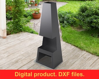 Fire Pit V2 h-59" Garden Fireplace DXF files for plasma, laser, waterjet or CNC. Fire Pit Pyramid Patio Heater. Charcoal Wood Fire Pit. DIY