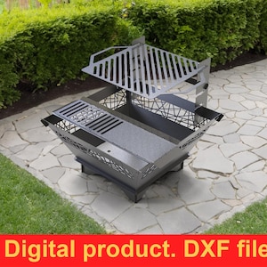 Al Aire Libre Brasero Fogata 29’’ de dibujo técnico en formatos DXF, SVG. Barbacoa Parrilla, Mangal compacto, De Leña Estufa De Fogata