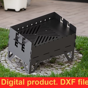 Collapsible Fire Pit For Camping, grill DXF files for plasma, laser, CNC, Fire Pit. Mangal, Grill, Barbecue, Firepit bbq. DIY