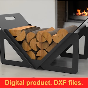 Leñero ligero, archivos DXF para corte por plasma, láser y CNC. Leñero portátil, soporte de leña plegable para interiores. Hazlo tú mismo
