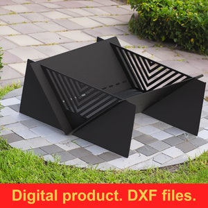 Fire Pit Quadro Line 31&quot; DXF files for plasma, laser cutting, CNC. Fire Pit for Garden, Collapsible Fire Pit For Camping, DIY Firepit