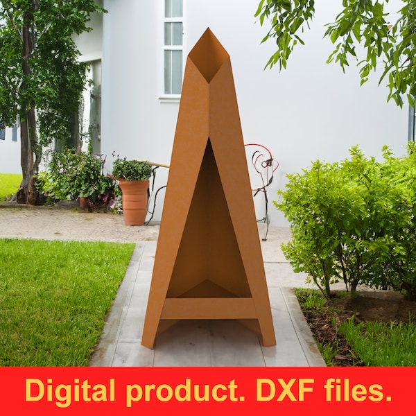 Fire Pit V6 h-59" Garden Fireplace DXF files for plasma, laser, waterjet or CNC. Fire Pit Pyramid Patio Heater. Charcoal Wood Fire Pit. DIY