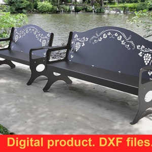 Garden Bench DXF files for plasma, laser, water cutting or for CNC. Home Backyard Decoration. Park bench. DIY
