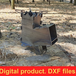 Rocket Stove mini V3 DXF files for plasma, laser.  Portable Fire Wood Stove, Camping Folding Backpack Campfire Stove Burner. DIY