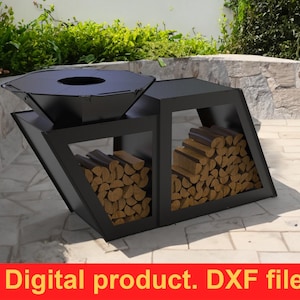 Feuerstellen-Grill Delux, DXF-Dateien für Laser, Laser, CNC, Fire Pit. Zusammenklappbare Outdoor Lagerfeuer Grube. Grill, Barbeque, Firepit Bbq. Zum Selbermachen