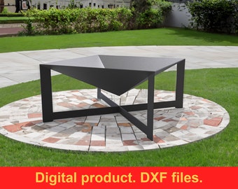 Fichiers Fire Pit Square DXF pour plasma, découpe laser, CNC. Foyer portable pour le jardin, foyer soudé pour le camping, foyer de bricolage.