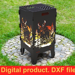 Deer, Nature Fire Pit grill DXF files for plasma, laser, CNC, Fire Pit. Mangal, Grill, Barbecue, Firepit bbq. Collapsible Fire Pit, DIY