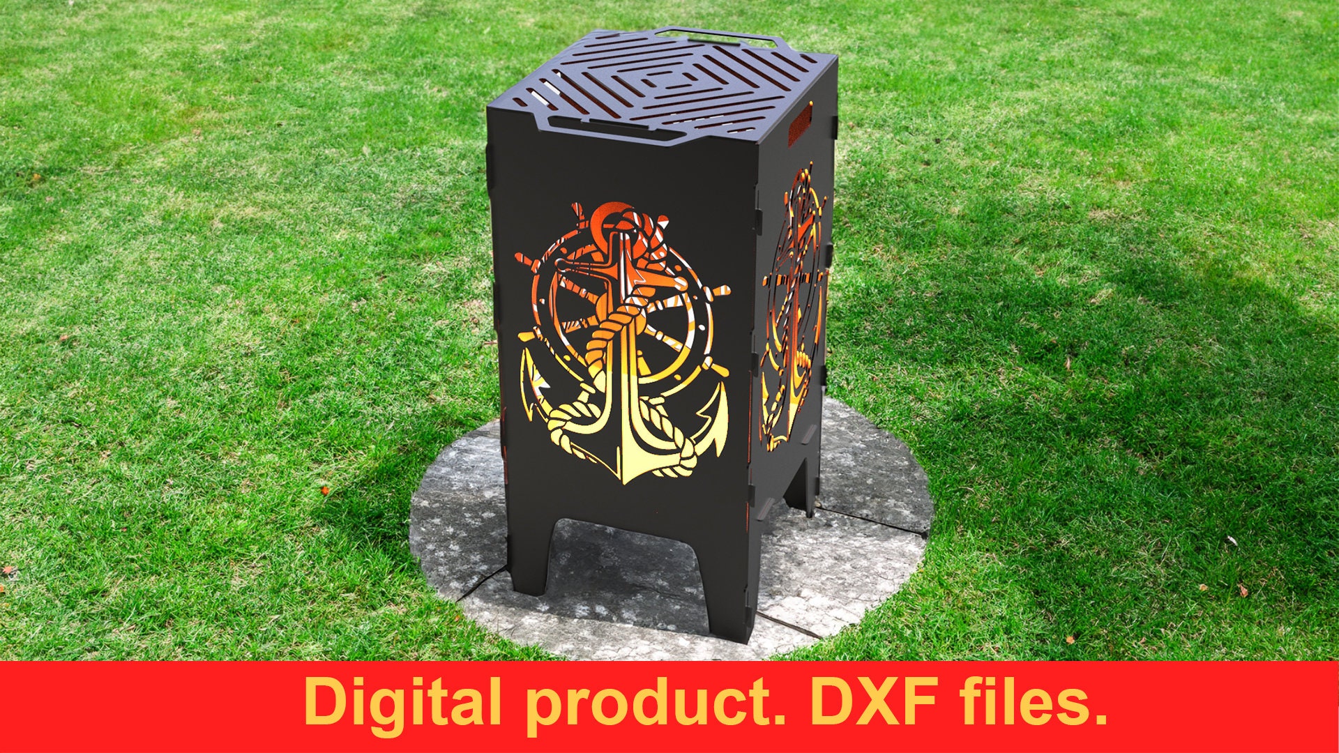 Anchor Fire Pit grill DXF files for plasma, laser, CNC, Fire Pit. Mangal, Grill, Barbecue, Firepit bbq. Collapsible Fire Pit, DIY