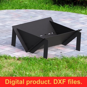Fire Pit Quadro M 23&quot; DXF files for plasma, laser cutting, CNC. Fire Pit Portable for Garden, Collapsible Fire Pit For Camping, DIY Firepit.