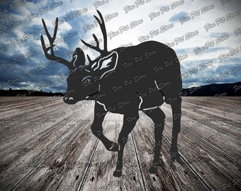 Deer V2. Vector art file. Digital files dxf, svg, png, ai, eps, cdr for plasma, laser, waterjet, CNC, as well as for printing.