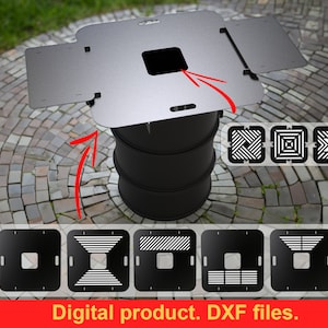 Square Fire Plate 80 cm for Fire Barrel and Kettle Barbecue Grill Plate Plancha bbq, DXF files for plasma, laser cutting, CNC. DIY